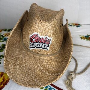 Coors Light Unisex Straw Cowboy Hat with Adjustable Chin Strap Beer Merch